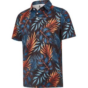 zeetoo Mens Golf Polo Shirt Hawaiian Polo Shirts for Men Moisture Wicking Dry Fit Soft Breathable Short Sleeve 4-Way Stretch