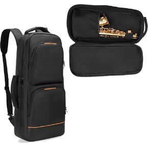 Padded Alto Sax Backpack for Alto Saxophone, Alto Sax Case Bag with Hidden Padded Shoulder Straps, Alto Saxophone Bag with Pockets for Mouthpiece, Sheet Music, Alto Saxophone Case Sax Gig Bag