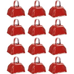 Set of 12 3-inch Cowbells with Handle, Hand Percussion Cow Bells Noise Makers for Sporting Events, Football Games (Blue)