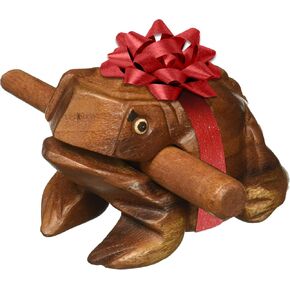 Medium 4" Wood Frog Guiro Rasp - Percussion Musical Instrument Tone Block - Wooden Frog Instrument with Stick, Frog Noise Maker by World Percussion USA