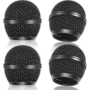 Facmogu 4PCS Microphone Head Replace, Grille Mic Replacement Ball Head, Microphone Grille Ball with Inner Foam, Steel Mesh Microphone Grille Heads, Grille Ball Type Fits for SM58 SM58S BETA58 - Silver