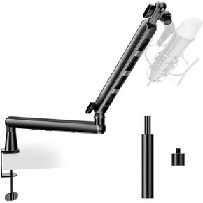Emart Mic Boom Arm, Low Profile Podcast Microphone Arm Stand with Desk Mount, Desktop Mic Holder for Shure sm7b mv7 Blue Yeti Fifine Am8 Streaming Gaming Microphone
