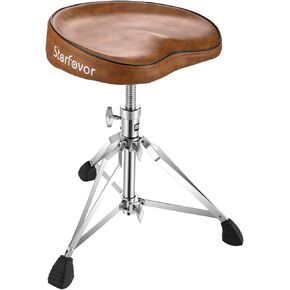 Starfavor Drum Throne Height Adjustable Padded Seat Drum Stool, with Double Braced Anti-Slip Feet Swivel Drum Chair, Butt Shape, Brown, ST-550BR