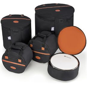 5-Piece Drum Bag Set for Standard Kits, Drum Cases Thick Padding for Drumset Protection, Travel Drum Cases for 12" Tom, 10" Tom, 14" Snare, 16" Floor Tom, 22" Bass Drum, Vangoa