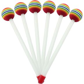 6 Pieces Lollipop Felt Drum Stick, 8.3 inch Timpani Mallets, Soft Foam Head Percussion Sticks, Rainbow Plastic Drumsticks Hand Percussion Toy for Adults Musical Instrument Accessories