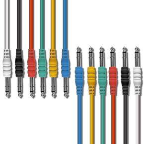 AxcessAbles 1/4 (6.35mm) TRS to 1/4 (6.35mm) TRS Multi-Color Balanced Stereo Patch Cables 6-Pack Outboard Gear & Patchbay Studio Cables External Effects Digital Analog Effects (1.5ft)
