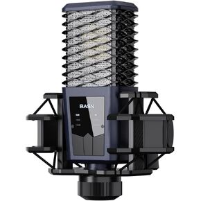 BASN BMS2 Large Diaphragm Cardioid Pickup Studio Condenser XLR Microphone Suitable for Recording, Podcasting, Singing, Streaming (Blue)