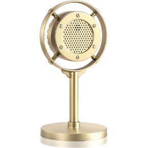 Facmogu Retro Style Condenser Microphone Props, Fake Plastic Classic Microphone Model for Art Object Collectable Hobby Lovers, Vintage Prop Mic for Home Decoration - Gold in Kuwait