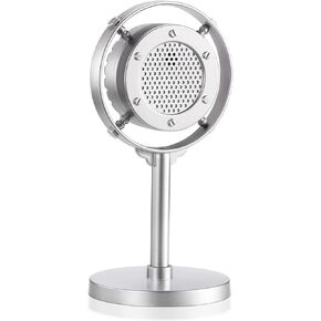 Facmogu Retro Style Condenser Microphone Props, Fake Plastic Classic Microphone Model for Art Object Collectable Hobby Lovers, Vintage Prop Mic for Home Decoration - Gold