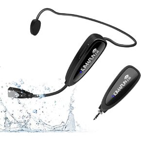 KIMAFUN Headset Wireless Microphone System, No Need Bluetooth, Waterproof Head Mic for Fitness Instructor, Teaching Online, Yoga Classroom, Spinning Coach, Speaker, iPhone, Android Phone, G100-1