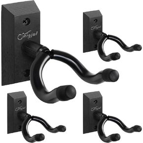 Guitar Hanger 4 Pack, Hardwood Guitar Wall Mount, Rotatable Guitar Wall Hanger with Screws, V-Shaped Guitar Mount Hanger Hook Holder Stand for Acoustic Electric Guitar, Bass, Banjo, Mandolin
