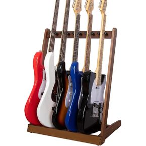 STRICH Guitar Stand for Multiple Guitars, Hardwood Guitar Rack for 5 Electric Guitar Bass, or 3 Acoustic Guitars, Padded Multi Guitars Display for Home, Studio, SMT-10 (5-Holder)
