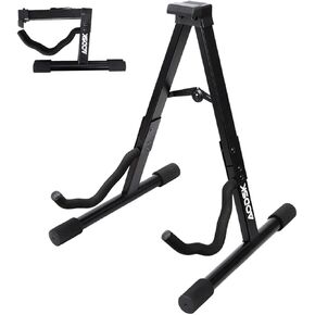 AODSK Guitar Stand Folding with adjustable A-Frame for Acoustic Classical and Electric Guitars Bass Ukulele Portable (Single Stand-Black)