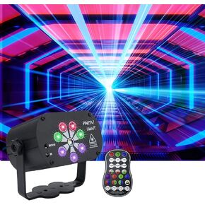 AMKI Party Light DJ Disco Light, Sound Activated 120 Patterns RGB Projector, USB Powered 8 Eyes Stage Light with Remote Control, DJ Light with Timer for Karaoke Xmas KTV Bar Party Home Decorations