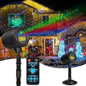 Laser Projector Lights, Moving Red Green Blue Laser Projection Light with RF Control, Indoor Outdoor Waterproof Decorative Light for Garden Halloween Christmas New Year