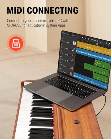 Donner DDP-80 Digital Piano 88 Key Weighted Keyboard, Full-size Electric Piano for Beginners, with Sheet Music Stand, Triple Pedal, Power Adapter, Supports USB-MIDI Connecting, Retro Wood Color in Kuwait