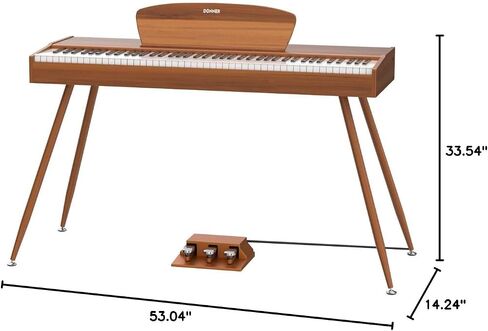 Donner DDP-80 Digital Piano 88 Key Weighted Keyboard, Full-size Electric Piano for Beginners, with Sheet Music Stand, Triple Pedal, Power Adapter, Supports USB-MIDI Connecting, Retro Wood Color in Kuwait