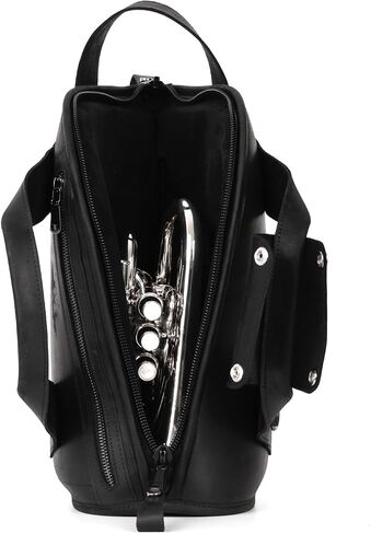 Leather Trumpet Gig Bag. Padded, Lightweight & Water-Resistant, w. Shoulder Strap & Handle. Durable Protection w. Accessory Pocket. Instrument Case Storage & Travel (Trumpet, black) in Kuwait