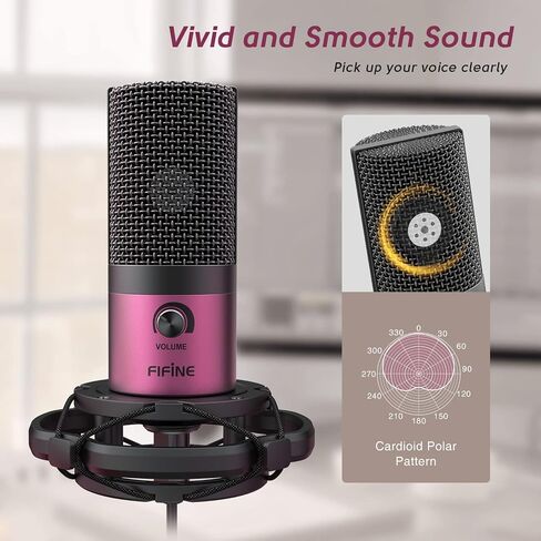FIFINE Studio Condenser USB Microphone Computer PC Microphone Kit with Adjustable Boom Arm Stand Shock Mount for Instruments Voice Overs Recording Podcasting YouTube Vocal Gaming Streaming-T669 in Saudi Arabia