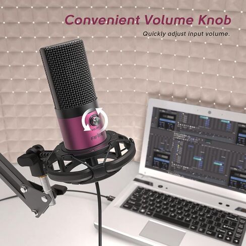 FIFINE Studio Condenser USB Microphone Computer PC Microphone Kit with Adjustable Boom Arm Stand Shock Mount for Instruments Voice Overs Recording Podcasting YouTube Vocal Gaming Streaming-T669 in Saudi Arabia