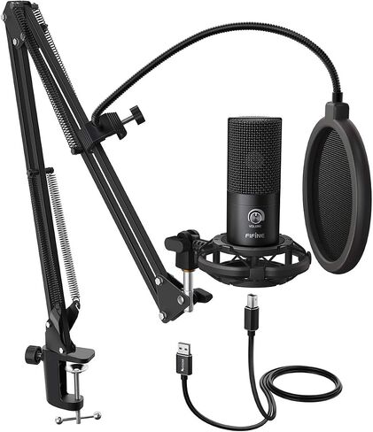 FIFINE Studio Condenser USB Microphone Computer PC Microphone Kit with Adjustable Boom Arm Stand Shock Mount for Instruments Voice Overs Recording Podcasting YouTube Vocal Gaming Streaming-T669 in Saudi Arabia