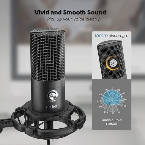 FIFINE Studio Condenser USB Microphone Computer PC Microphone Kit with Adjustable Boom Arm Stand Shock Mount for Instruments Voice Overs Recording Podcasting YouTube Vocal Gaming Streaming-T669 in Saudi Arabia