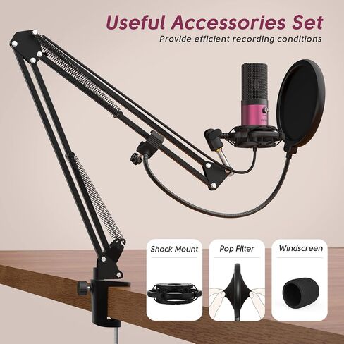 FIFINE Studio Condenser USB Microphone Computer PC Microphone Kit with Adjustable Boom Arm Stand Shock Mount for Instruments Voice Overs Recording Podcasting YouTube Vocal Gaming Streaming-T669 in Saudi Arabia