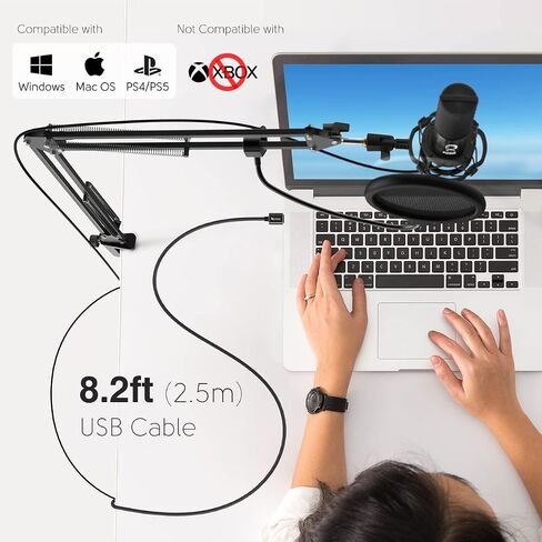 FIFINE Studio Condenser USB Microphone Computer PC Microphone Kit with Adjustable Boom Arm Stand Shock Mount for Instruments Voice Overs Recording Podcasting YouTube Vocal Gaming Streaming-T669 in Saudi Arabia