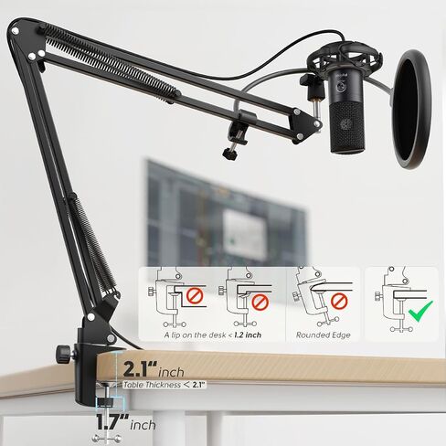 FIFINE Studio Condenser USB Microphone Computer PC Microphone Kit with Adjustable Boom Arm Stand Shock Mount for Instruments Voice Overs Recording Podcasting YouTube Vocal Gaming Streaming-T669 in Saudi Arabia