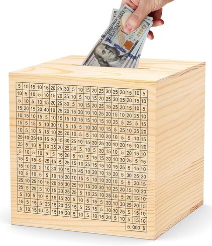 Wooden Savings Challenge Box for Adults Kids, Wood Coin Piggy Bank, Must Break to Open Cash Savings Box for $2000 Target (Natural, 4.5inches) in Saudi Arabia