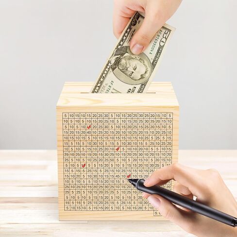 Wooden Savings Challenge Box for Adults Kids, Wood Coin Piggy Bank, Must Break to Open Cash Savings Box for $2000 Target (Natural, 4.5inches) in Saudi Arabia