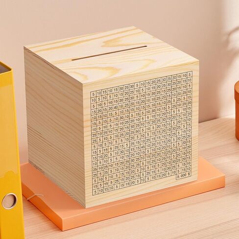 Wooden Savings Challenge Box for Adults Kids, Wood Coin Piggy Bank, Must Break to Open Cash Savings Box for $2000 Target (Natural, 4.5inches) in Saudi Arabia