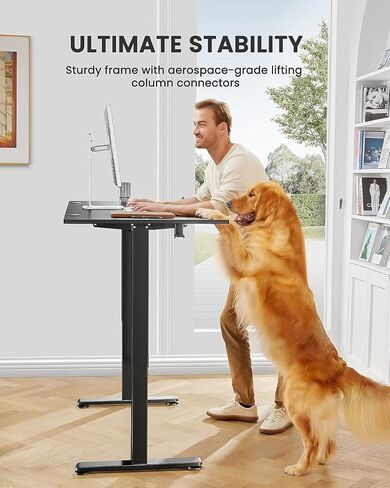 مكتب قائم كهربائي قابل للتعديل بارتفاع ErGear، مكتب وقوف مقاس 55 × 28 بوصة، مكتب مكتب منزلي للكمبيوتر ذو الذاكرة (أسود) in Kuwait