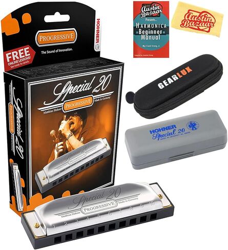 Hohner Special 20 Harmonica - Key of C Bundle with Zip Case, Instructional Manual, and Austin Bazaar Polishing Cloth in Saudi Arabia