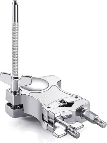 Facmogu Silver Cowbell Clamp, Adjustable Standard Drum Cowbell Mount for Bass Drum Hoop Up or Down Adjustment, Cowbell Holder Percussion Accessory with Parallel Action Jaws for Drummer Drum Hardware in Saudi Arabia