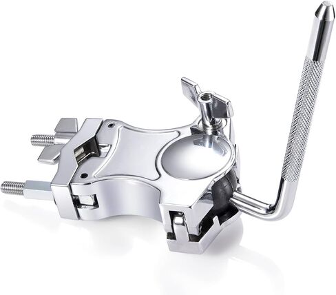 Facmogu Silver Cowbell Clamp, Adjustable Standard Drum Cowbell Mount for Bass Drum Hoop Up or Down Adjustment, Cowbell Holder Percussion Accessory with Parallel Action Jaws for Drummer Drum Hardware in Saudi Arabia