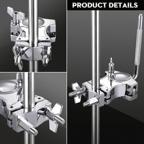 Facmogu Silver Cowbell Clamp, Adjustable Standard Drum Cowbell Mount for Bass Drum Hoop Up or Down Adjustment, Cowbell Holder Percussion Accessory with Parallel Action Jaws for Drummer Drum Hardware in Saudi Arabia