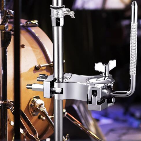 Facmogu Silver Cowbell Clamp, Adjustable Standard Drum Cowbell Mount for Bass Drum Hoop Up or Down Adjustment, Cowbell Holder Percussion Accessory with Parallel Action Jaws for Drummer Drum Hardware in Saudi Arabia