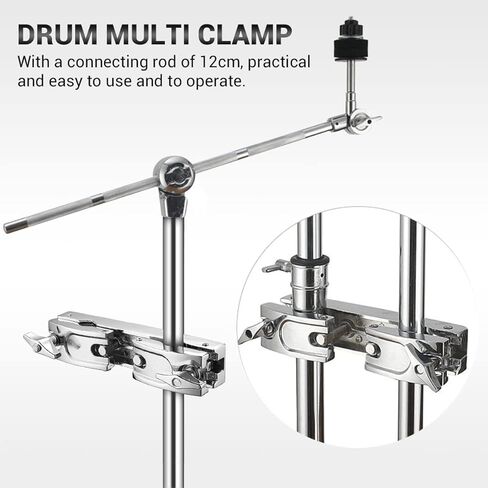 Facmogu Silver Cowbell Clamp, Adjustable Standard Drum Cowbell Mount for Bass Drum Hoop Up or Down Adjustment, Cowbell Holder Percussion Accessory with Parallel Action Jaws for Drummer Drum Hardware in Kuwait