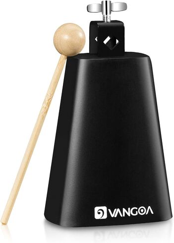 Vangoa 4 Inch Steel Cowbell with Stick, Noise Makers Hand Bell Cheering Bell for Sports Events Solid School Bells Percussion Cowbells for Drum Set, Gold in Kuwait