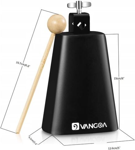 Vangoa 4 Inch Steel Cowbell with Stick, Noise Makers Hand Bell Cheering Bell for Sports Events Solid School Bells Percussion Cowbells for Drum Set, Gold in Kuwait