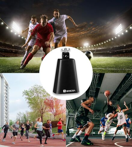 Vangoa 4 Inch Steel Cowbell with Stick, Noise Makers Hand Bell Cheering Bell for Sports Events Solid School Bells Percussion Cowbells for Drum Set, Gold in Kuwait
