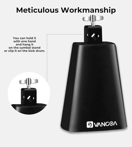 Vangoa 4 Inch Steel Cowbell with Stick, Noise Makers Hand Bell Cheering Bell for Sports Events Solid School Bells Percussion Cowbells for Drum Set, Gold in Kuwait