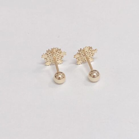 Christmas Snowflake Small Stud Earrings 18K Gold for Women Tiny 20G Cartilage Screw Back Tragus Helix Barbell Piercing Body Dainty Cute Fashion Cubic Zirconia Jewelry Gifts Daughther BFF Birthday Xmas in Saudi Arabia