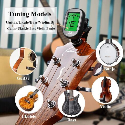 Ranch Guitar Tuner Clip On for Acoustic/Electric Guitar, Ukulele, Violin, Bass, Banjo and Chromatic Tuning Modes - Classical Black in Kuwait