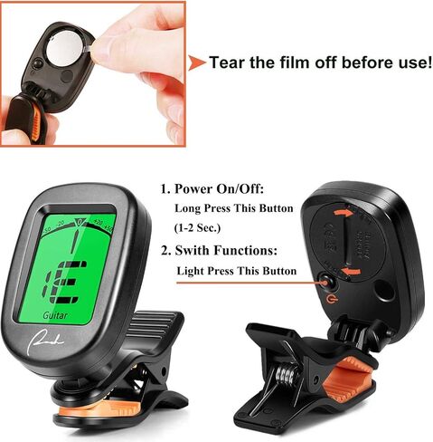 Ranch Guitar Tuner Clip On for Acoustic/Electric Guitar, Ukulele, Violin, Bass, Banjo and Chromatic Tuning Modes - Classical Black in Kuwait