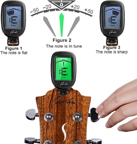 Ranch Guitar Tuner Clip On for Acoustic/Electric Guitar, Ukulele, Violin, Bass, Banjo and Chromatic Tuning Modes - Classical Black in Kuwait