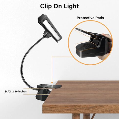 Vekkia Rechargeable Music Stand Light - Musicians Piano Light Clip On, 9 Levels Dimmable, Portable, USB-C, Perfect for Piano, Orchestra, Podium, Easel in Saudi Arabia