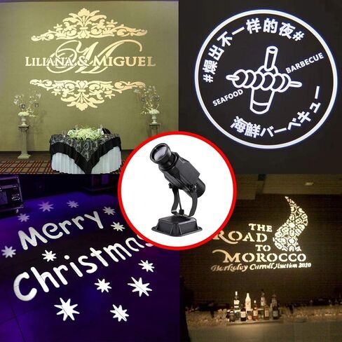 LED Logo GOBO Projector with Manual Zoom DJ Effect Light Including Free Custom Glass GOBO to Project Image for Hotel Company Store Wedding Advertising Indoor Use (Black) in Kuwait