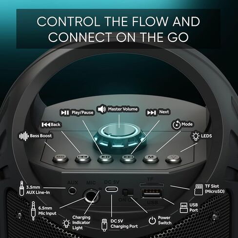 جهاز كاريوكي ماسينجو للأطفال والكبار مع 2 ميكروفونات بلوتوث لاسلكية، مكبر صوت محمول PA مع أضواء LED ملونة، يدعم بطاقة TF/USB، مدخل AUX/MIC، TWS للحفلات المنزلية، Burletta C10 V2 in Kuwait
